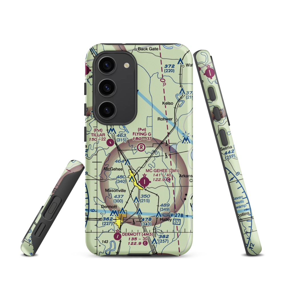 Flying G Ranch Airport (AR79) VFR Sectional Samsung Phone Case Samsung Galaxy S23 model shown