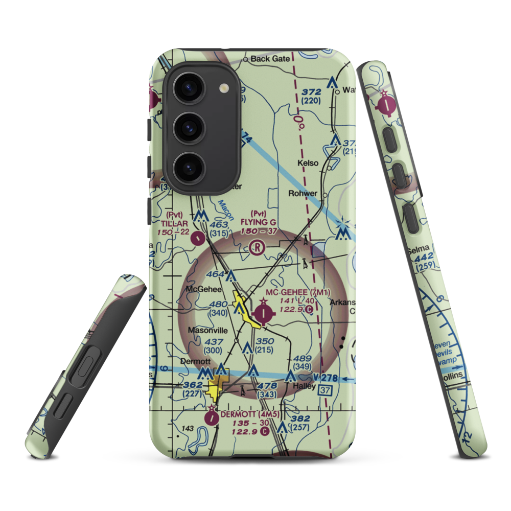 Flying G Ranch Airport (AR79) VFR Sectional Samsung Phone Case Samsung Galaxy S23 Plus model shown