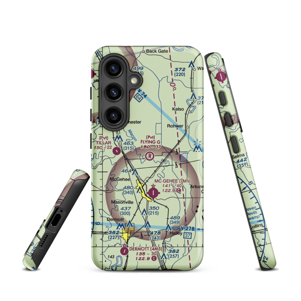 Flying G Ranch Airport (AR79) VFR Sectional Samsung Phone Case Samsung Galaxy S24 model shown