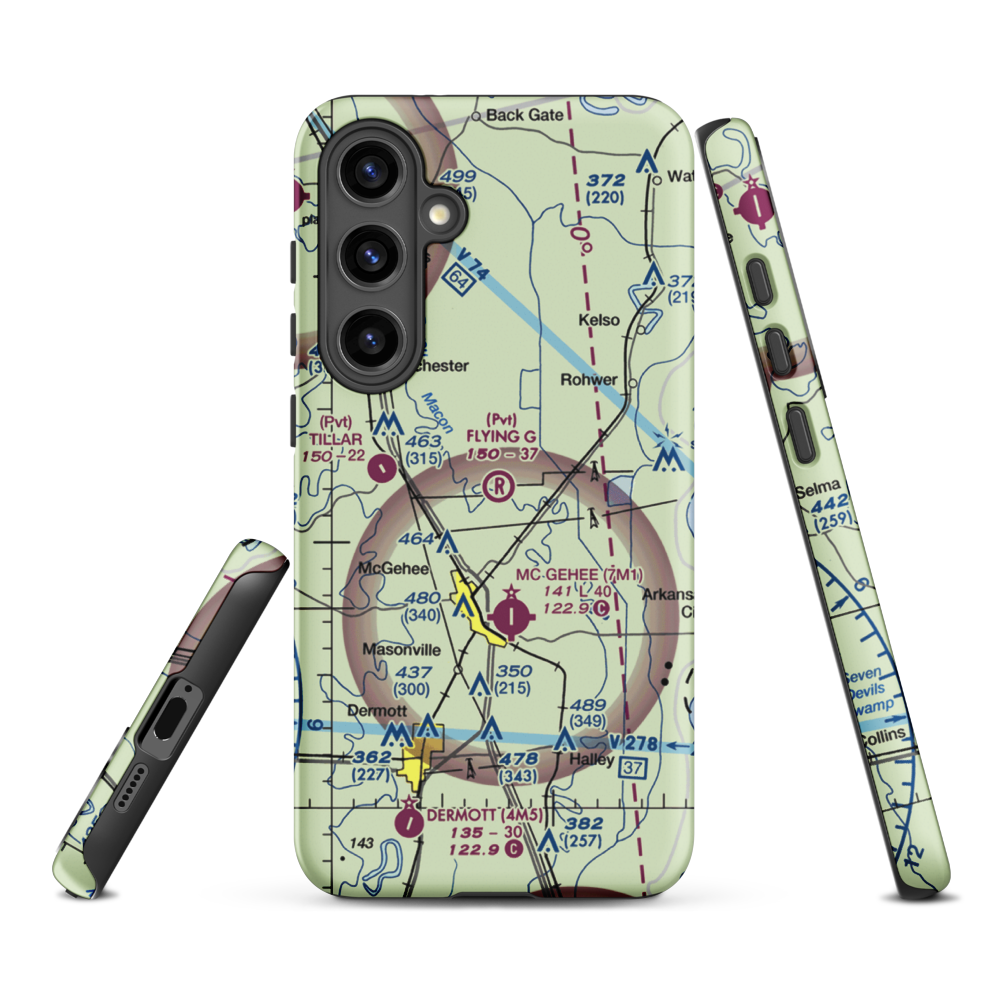 Flying G Ranch Airport (AR79) VFR Sectional Samsung Phone Case Samsung Galaxy S24 Plus model shown