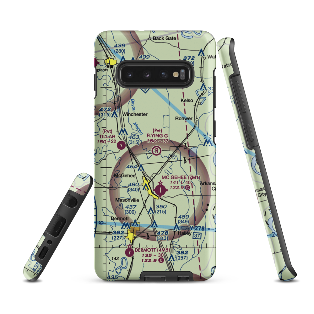 Flying G Ranch Airport (AR79) VFR Sectional Samsung Phone Case Samsung Galaxy S10 Plus model shown