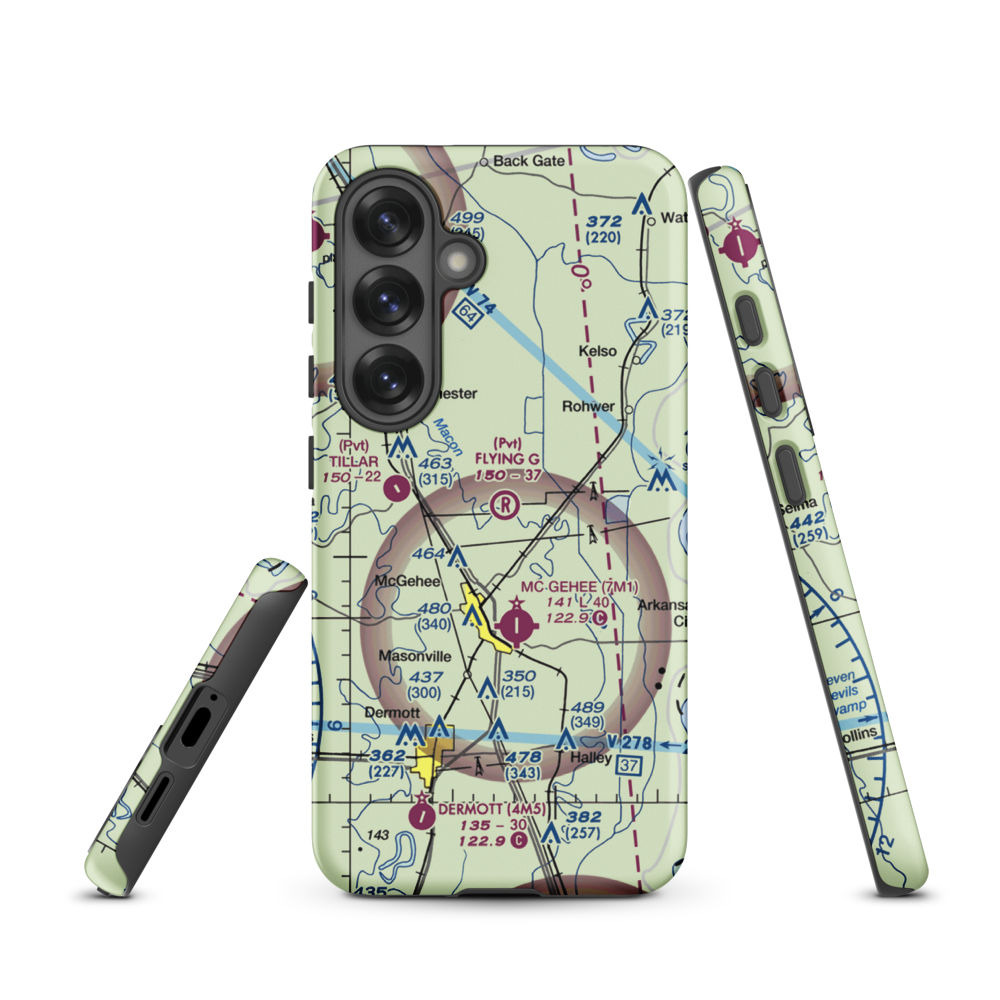 Flying G Ranch Airport (AR79) VFR Sectional Samsung Phone Case Samsung Galaxy S25 model shown