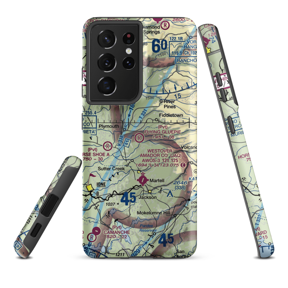 Flying Gluepie Ranch Airport (74CA) VFR Sectional Samsung Phone Case Samsung Galaxy S21 Ultra model shown