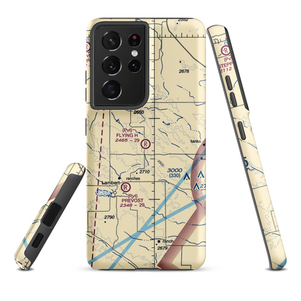 Flying H Airport (69MT) VFR Sectional Samsung Phone Case Samsung Galaxy S21 Ultra model shown
