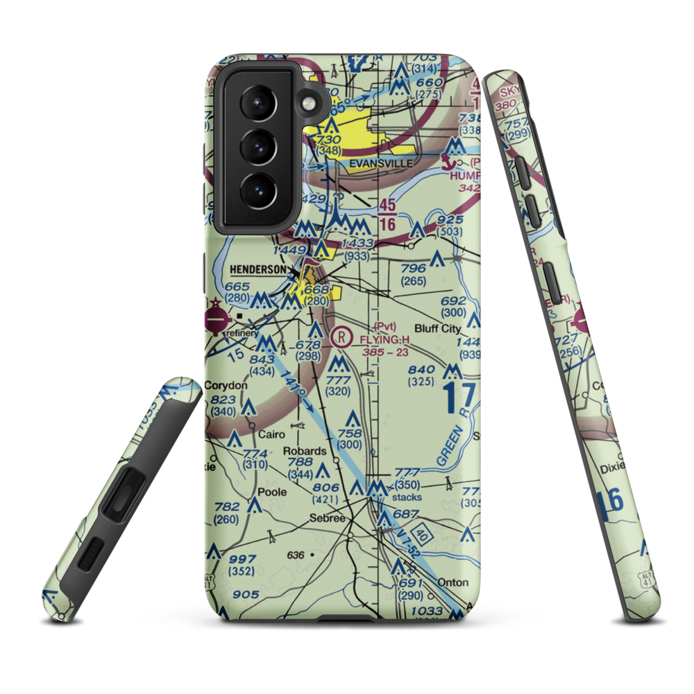 Flying H Farms Airport (03KY) VFR Sectional Samsung Phone Case Samsung Galaxy S21 FE model shown