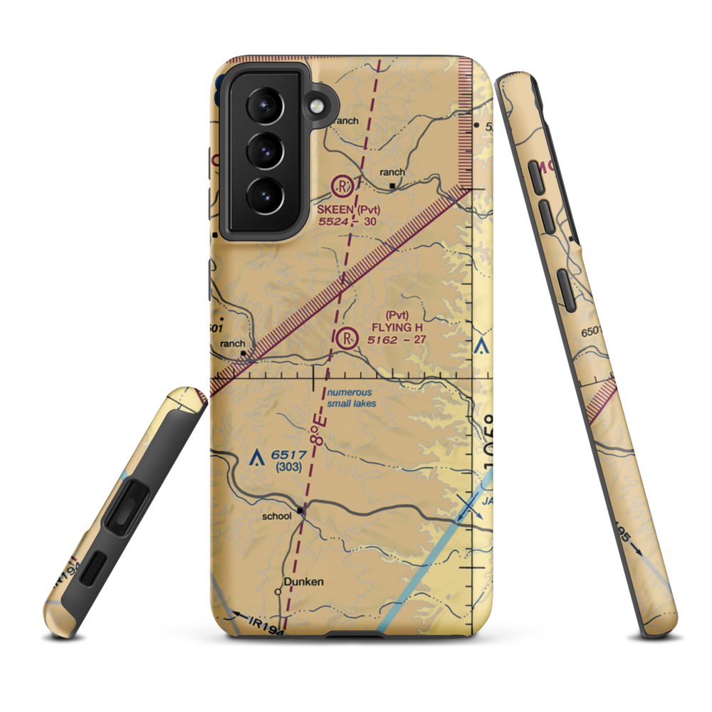 Flying H Ranch Airport (68NM) VFR Sectional Samsung Phone Case Samsung Galaxy S21 Plus model shown