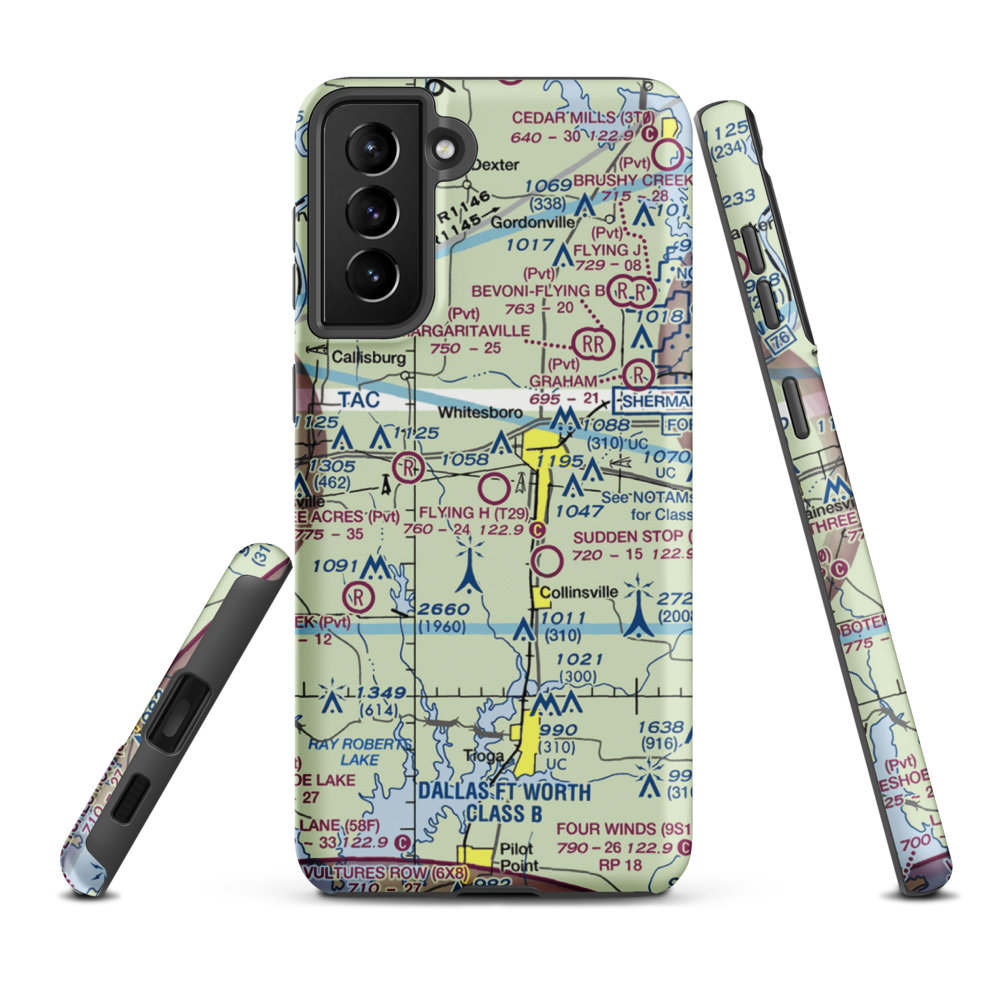 Flying H Ranch Airport (T29) VFR Sectional Samsung Phone Case Samsung Galaxy S21 Plus model shown