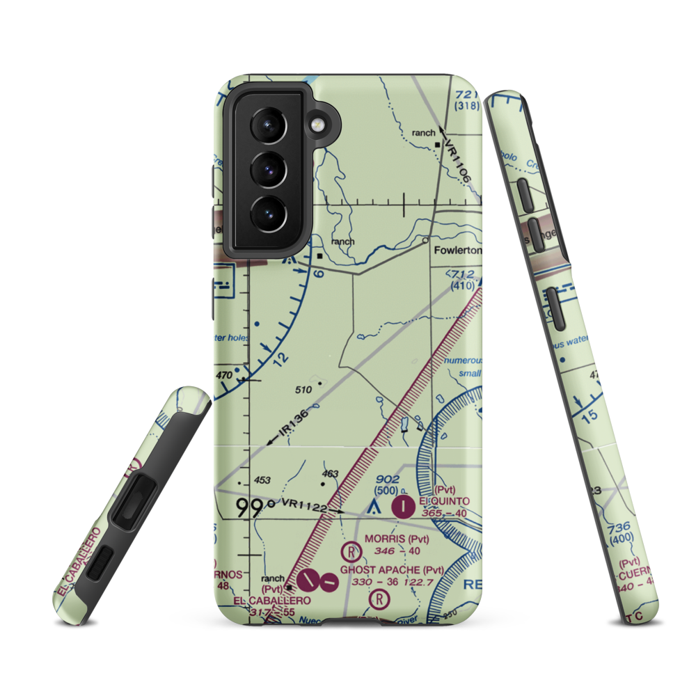 Flying Hare Airport (US-0139) VFR Sectional Samsung Phone Case Samsung Galaxy S21 FE model shown