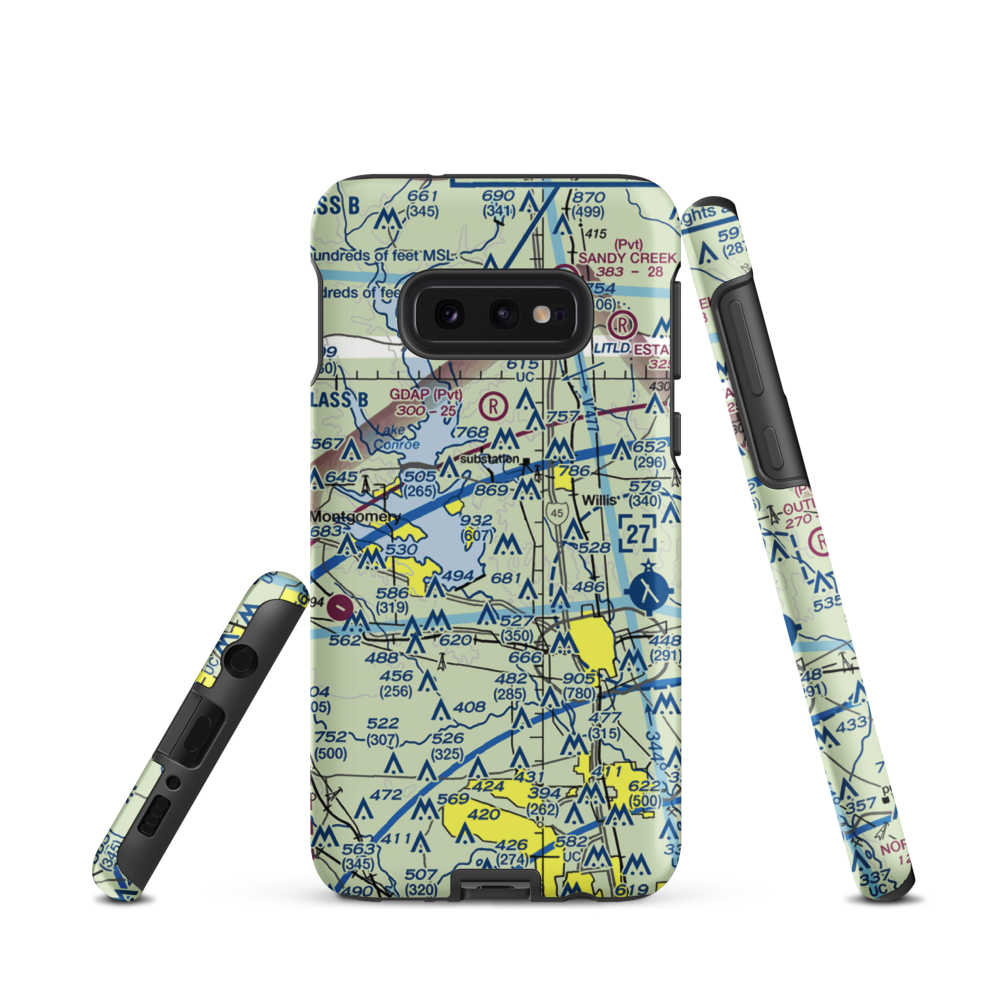 Flying Hare Field Airport (34XS) VFR Sectional Samsung Phone Case Samsung Galaxy S10e model shown