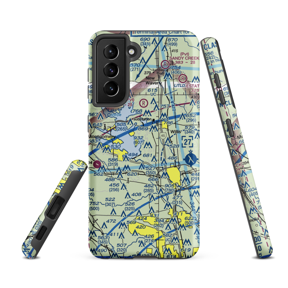Flying Hare Field Airport (34XS) VFR Sectional Samsung Phone Case Samsung Galaxy S21 FE model shown