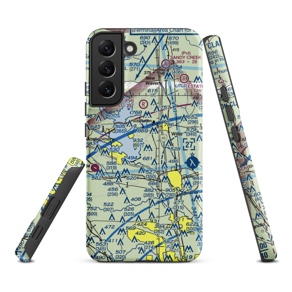 Flying Hare Field Airport (34XS) VFR Sectional Samsung Phone Case Samsung Galaxy S22 Plus model shown