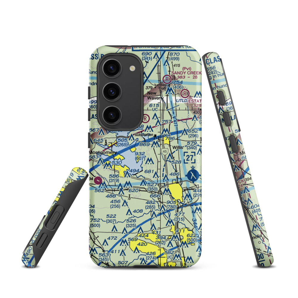 Flying Hare Field Airport (34XS) VFR Sectional Samsung Phone Case Samsung Galaxy S23 model shown