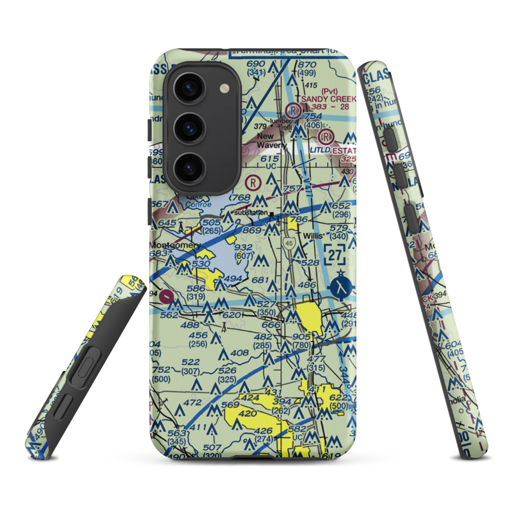 Flying Hare Field Airport (34XS) VFR Sectional Samsung Phone Case Samsung Galaxy S23 Plus model shown