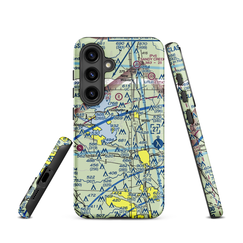 Flying Hare Field Airport (34XS) VFR Sectional Samsung Phone Case Samsung Galaxy S24 model shown
