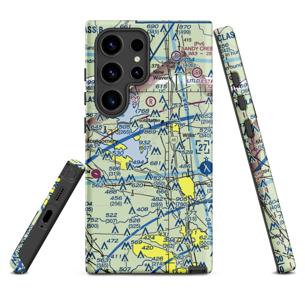 Flying Hare Field Airport (34XS) VFR Sectional Samsung Phone Case Samsung Galaxy S24 Ultra model shown