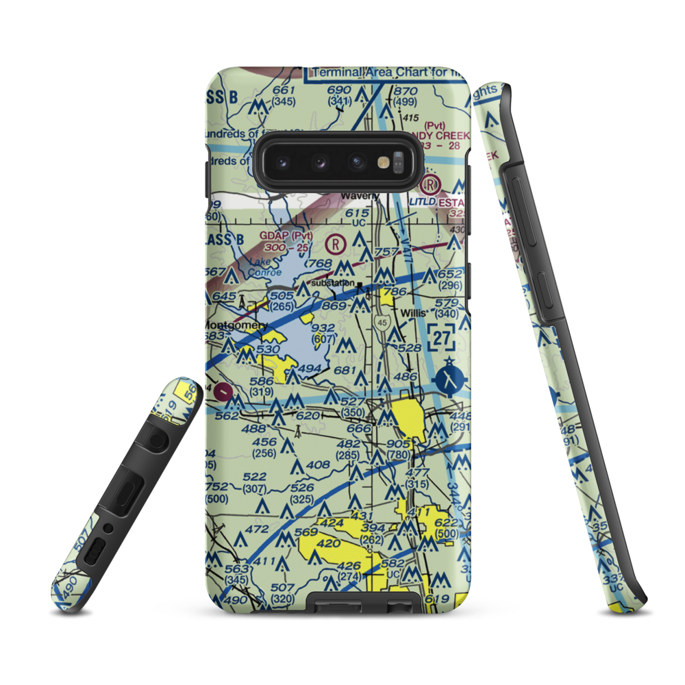 Flying Hare Field Airport (34XS) VFR Sectional Samsung Phone Case Samsung Galaxy S10 Plus model shown