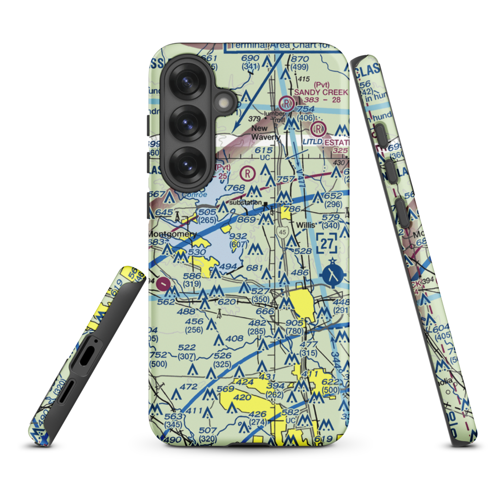 Flying Hare Field Airport (34XS) VFR Sectional Samsung Phone Case Samsung Galaxy S25 Plus model shown