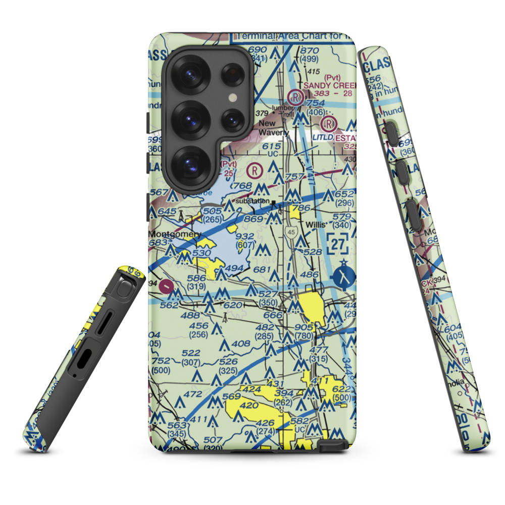 Flying Hare Field Airport (34XS) VFR Sectional Samsung Phone Case Samsung Galaxy S25 Ultra model shown