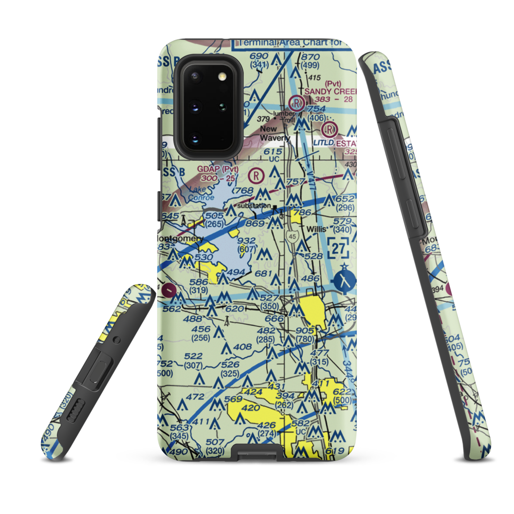 Flying Hare Field Airport (34XS) VFR Sectional Samsung Phone Case Samsung Galaxy S20 Plus model shown