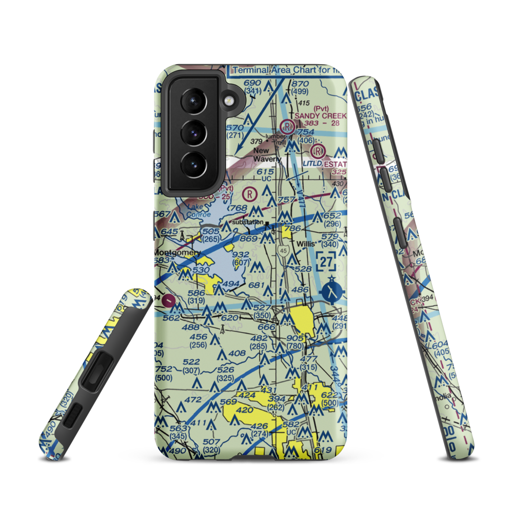 Flying Hare Field Airport (34XS) VFR Sectional Samsung Phone Case Samsung Galaxy S21 model shown