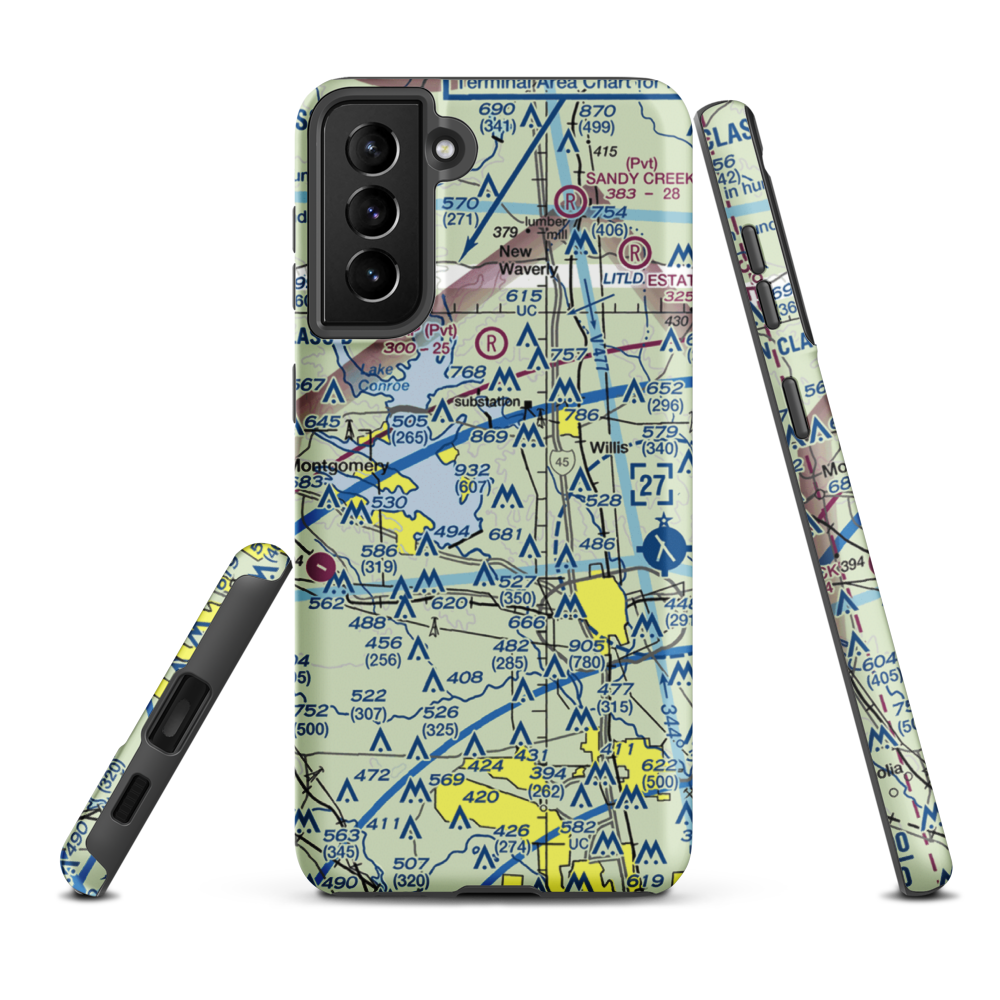 Flying Hare Field Airport (34XS) VFR Sectional Samsung Phone Case Samsung Galaxy S21 FE model shown