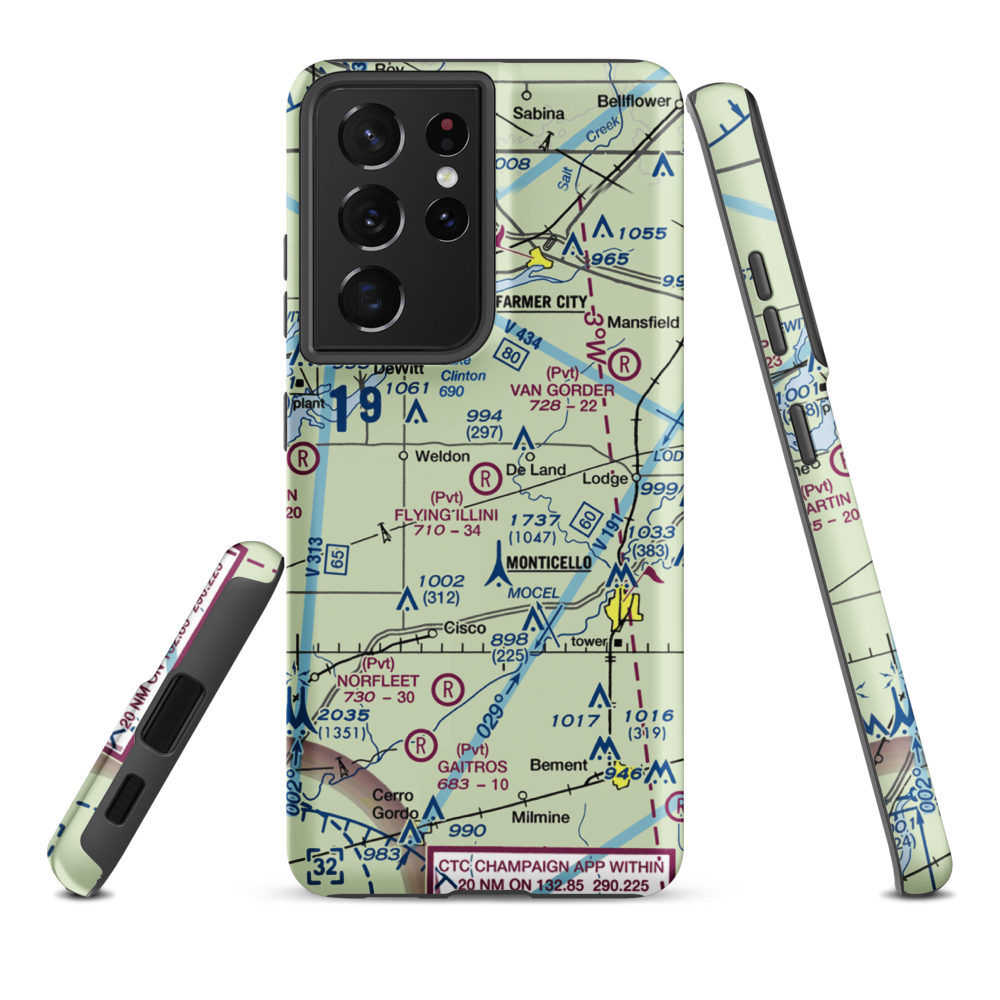 Flying Illini Airport (IL80) VFR Sectional Samsung Phone Case Samsung Galaxy S21 Ultra model shown