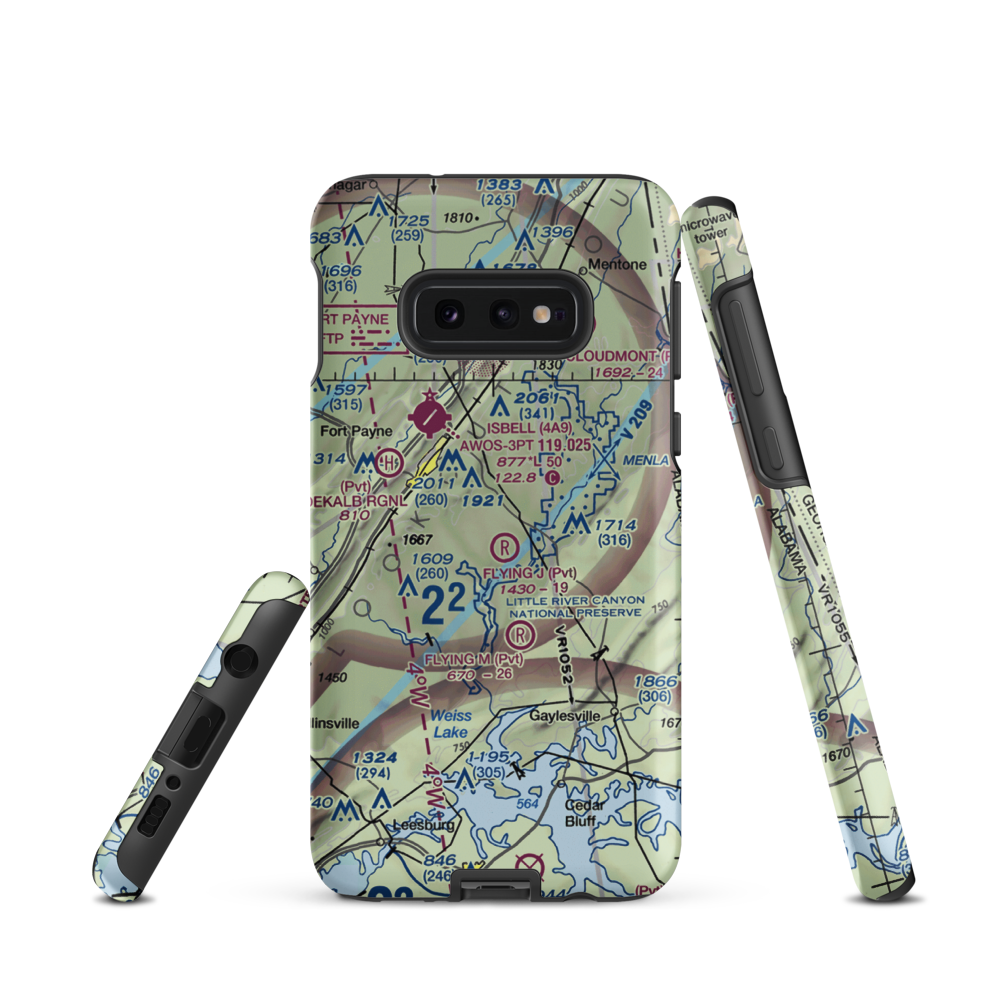 Flying J Ranch Airport (2AL5) VFR Sectional Samsung Phone Case Samsung Galaxy S10e model shown