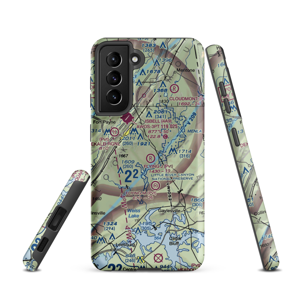 Flying J Ranch Airport (2AL5) VFR Sectional Samsung Phone Case Samsung Galaxy S21 model shown