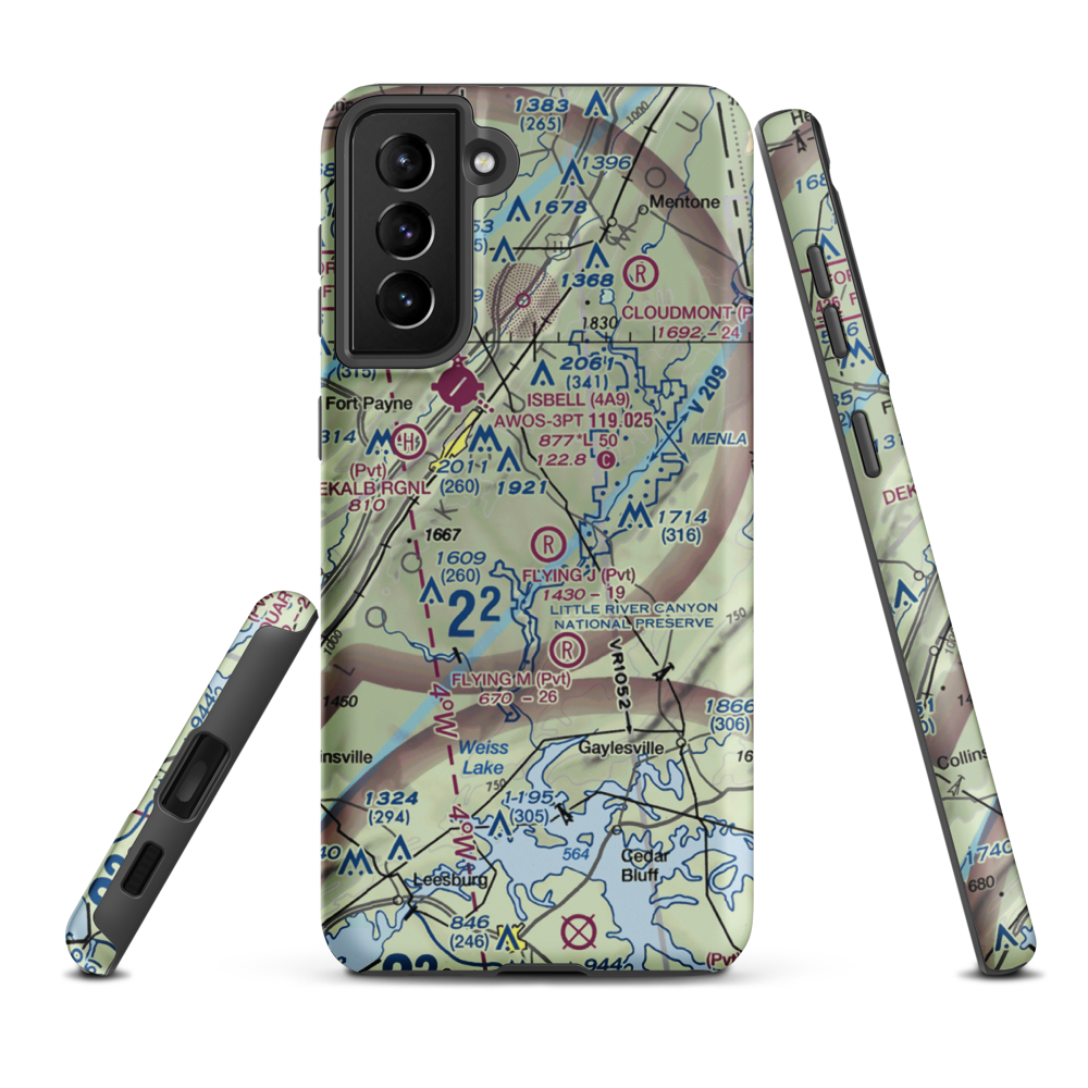 Flying J Ranch Airport (2AL5) VFR Sectional Samsung Phone Case Samsung Galaxy S21 Plus model shown