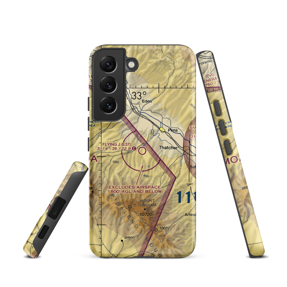 Flying J Ranch Airport (E37) VFR Sectional Samsung Phone Case Samsung Galaxy S22 model shown