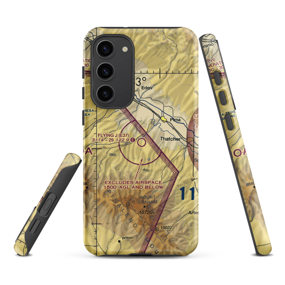Flying J Ranch Airport (E37) VFR Sectional Samsung Phone Case Samsung Galaxy S23 Plus model shown