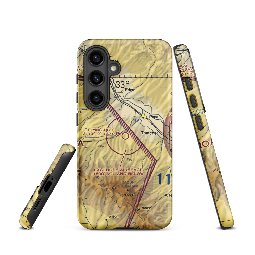 Flying J Ranch Airport (E37) VFR Sectional Samsung Phone Case Samsung Galaxy S24 model shown