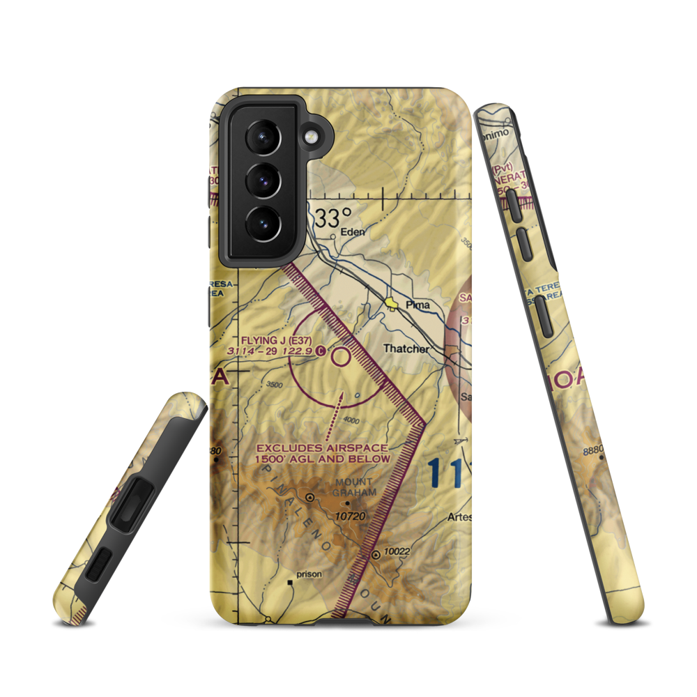 Flying J Ranch Airport (E37) VFR Sectional Samsung Phone Case Samsung Galaxy S21 model shown