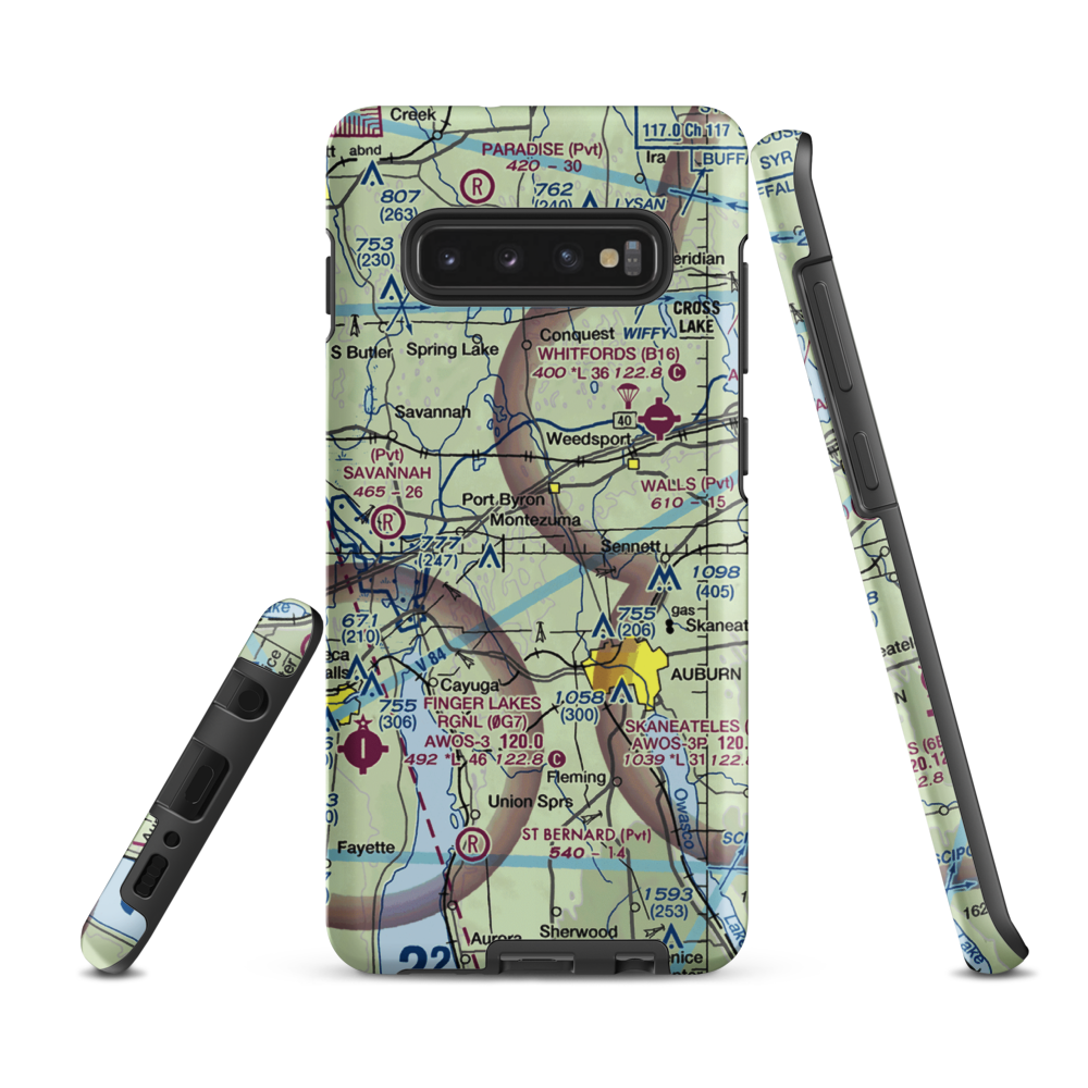 Flying K Airport (6NK8) VFR Sectional Samsung Phone Case Samsung Galaxy S10 Plus model shown