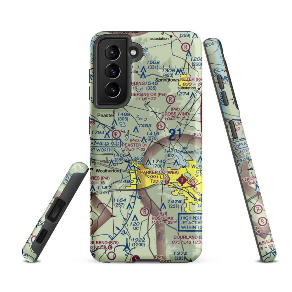 Flying K Airport (6TA7) VFR Sectional Samsung Phone Case Samsung Galaxy S21 FE model shown
