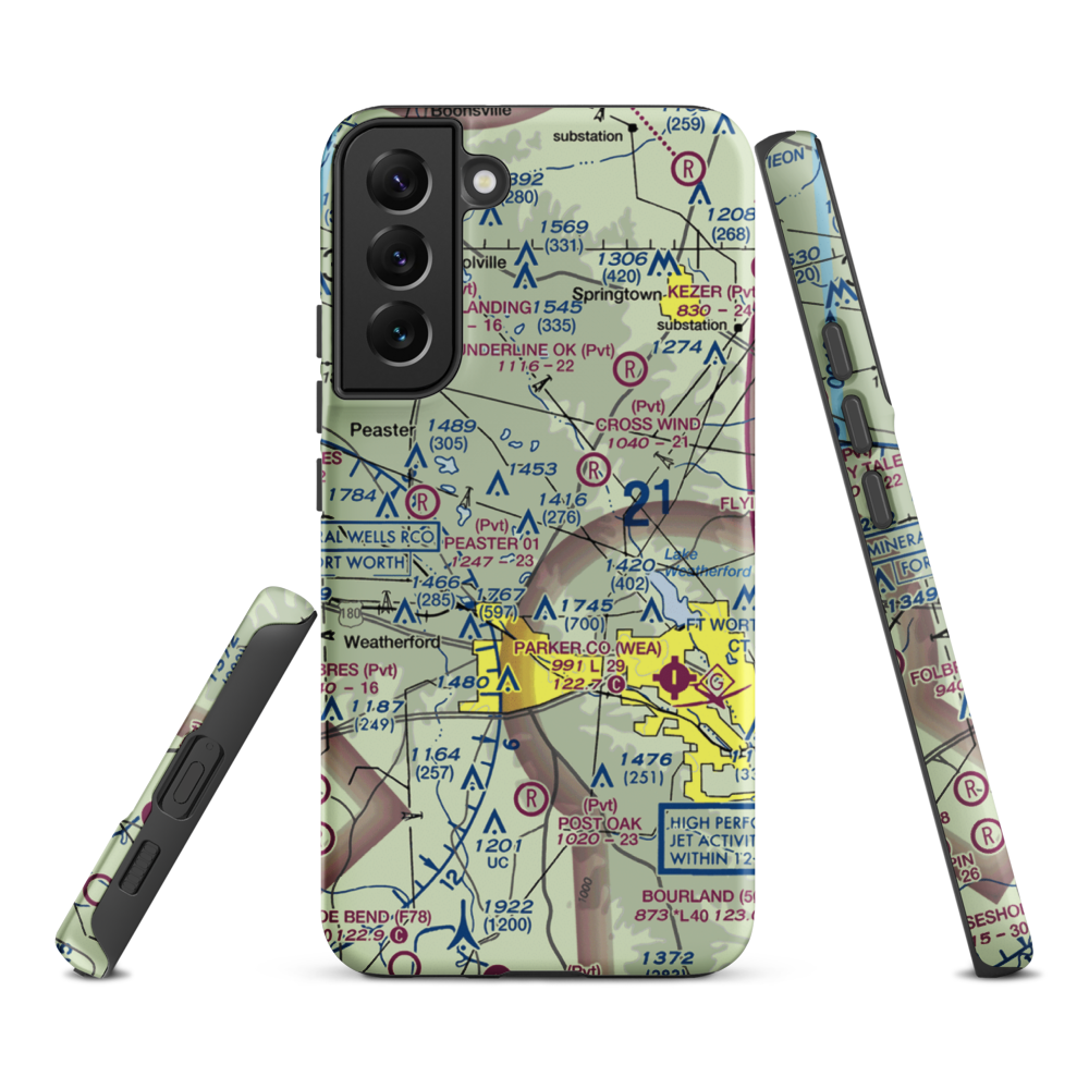 Flying K Airport (6TA7) VFR Sectional Samsung Phone Case Samsung Galaxy S22 Plus model shown