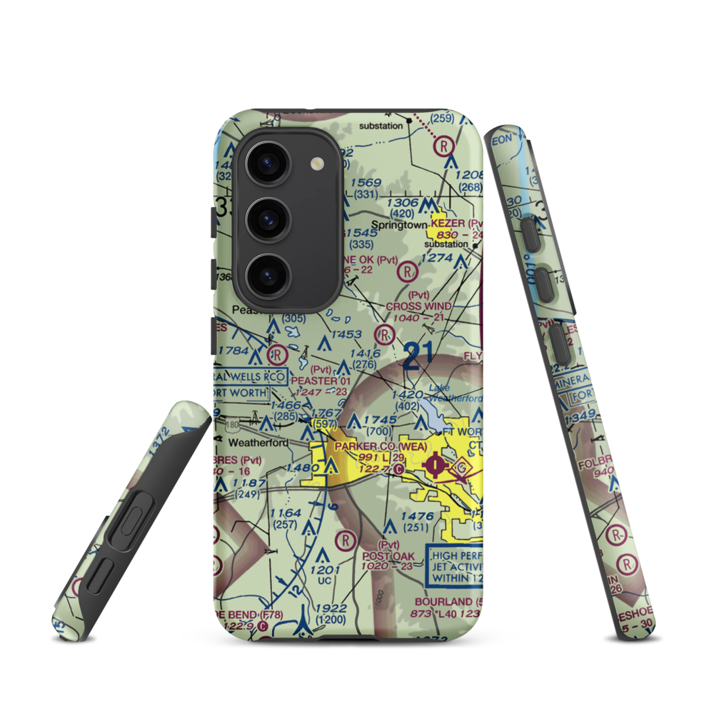 Flying K Airport (6TA7) VFR Sectional Samsung Phone Case Samsung Galaxy S23 model shown