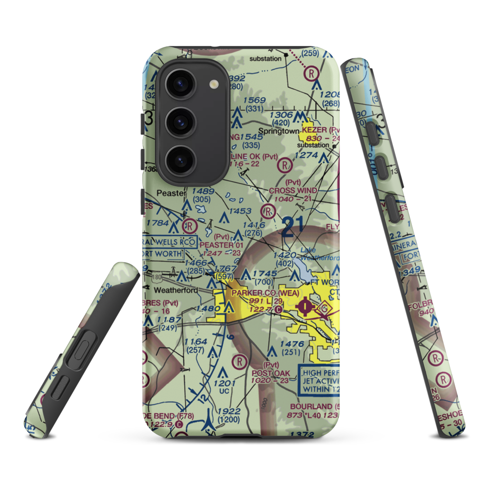 Flying K Airport (6TA7) VFR Sectional Samsung Phone Case Samsung Galaxy S23 Plus model shown