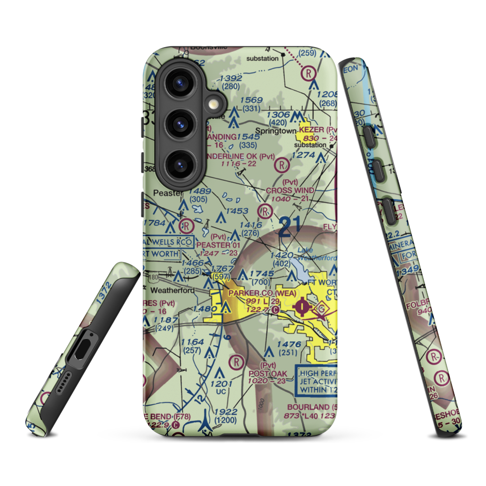 Flying K Airport (6TA7) VFR Sectional Samsung Phone Case Samsung Galaxy S24 Plus model shown