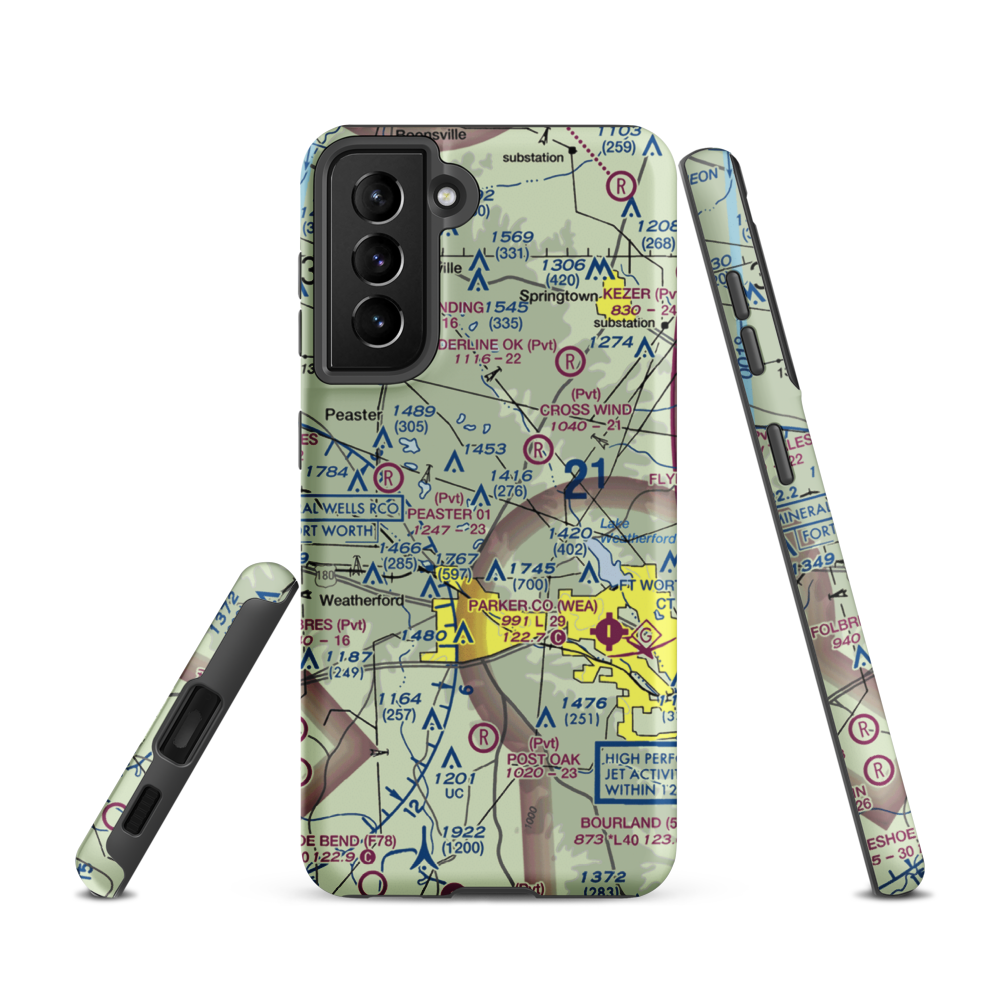 Flying K Airport (6TA7) VFR Sectional Samsung Phone Case Samsung Galaxy S21 model shown