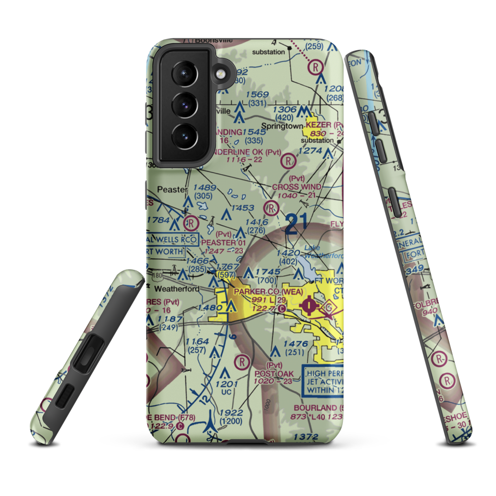Flying K Airport (6TA7) VFR Sectional Samsung Phone Case Samsung Galaxy S21 Plus model shown