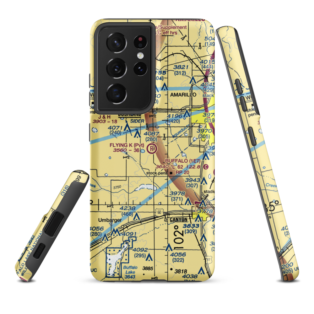 Flying K Airport (7TX8) VFR Sectional Samsung Phone Case Samsung Galaxy S21 Ultra model shown