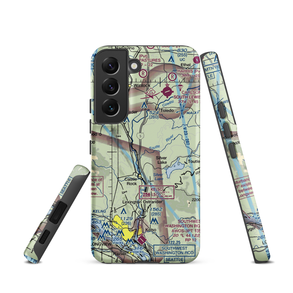 Flying K Ranch Airport (WA99) VFR Sectional Samsung Phone Case Samsung Galaxy S22 model shown