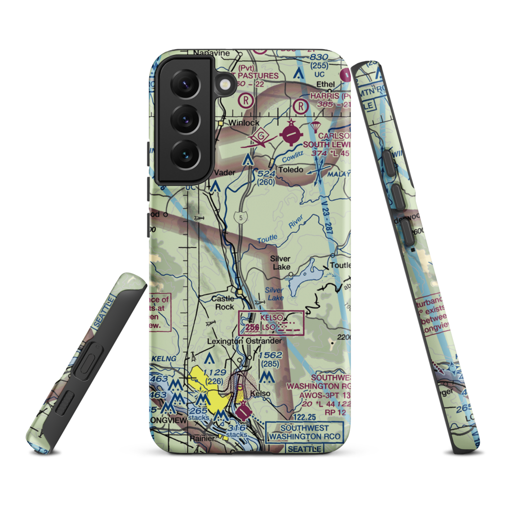 Flying K Ranch Airport (WA99) VFR Sectional Samsung Phone Case Samsung Galaxy S22 Plus model shown