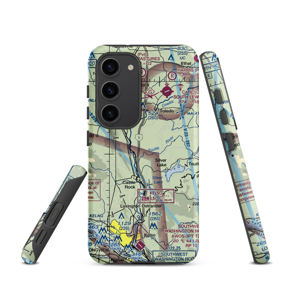 Flying K Ranch Airport (WA99) VFR Sectional Samsung Phone Case Samsung Galaxy S23 model shown