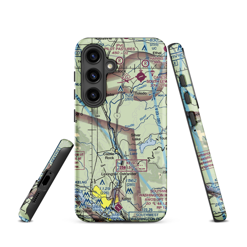 Flying K Ranch Airport (WA99) VFR Sectional Samsung Phone Case Samsung Galaxy S24 model shown