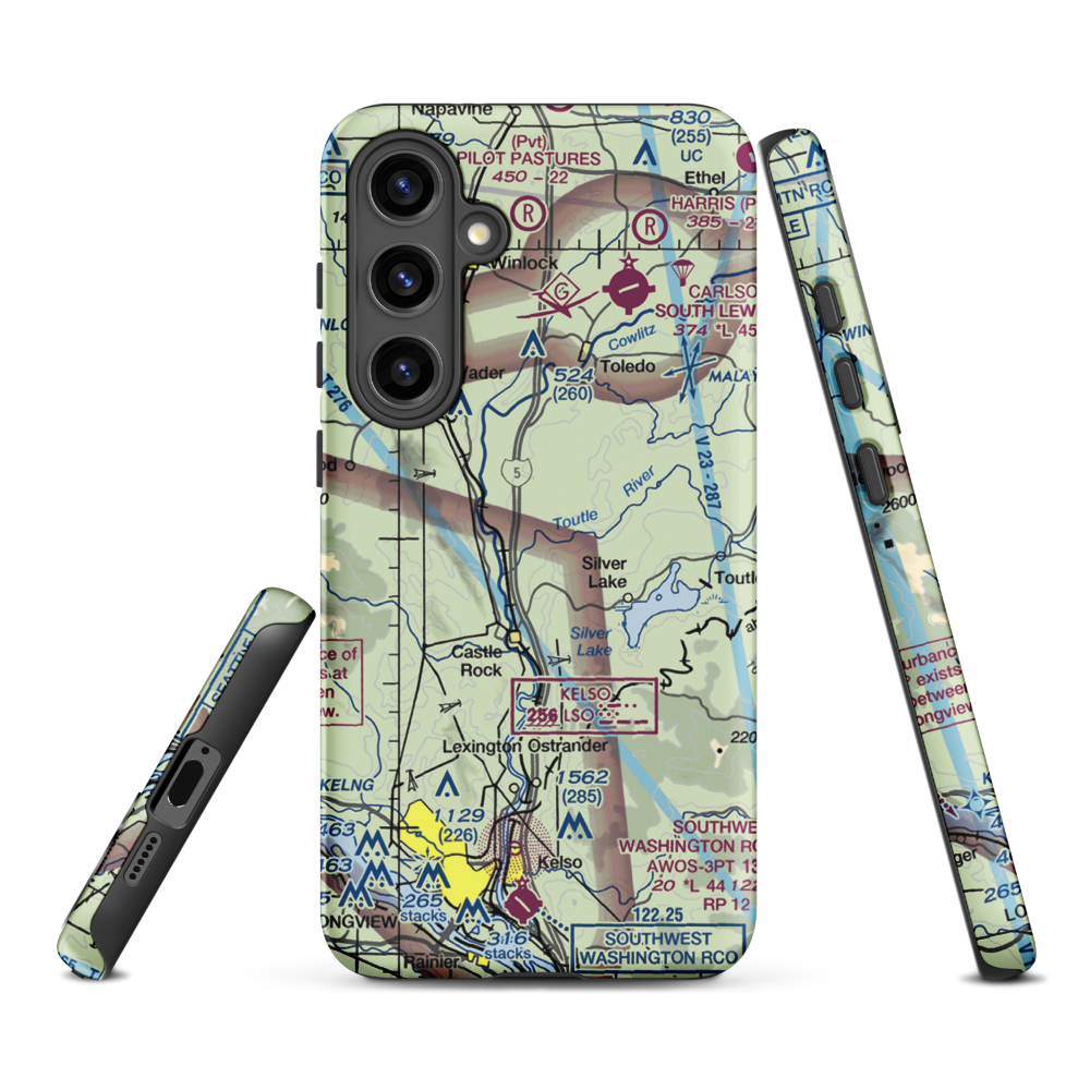 Flying K Ranch Airport (WA99) VFR Sectional Samsung Phone Case Samsung Galaxy S24 Plus model shown