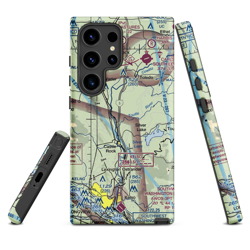 Flying K Ranch Airport (WA99) VFR Sectional Samsung Phone Case Samsung Galaxy S24 Ultra model shown