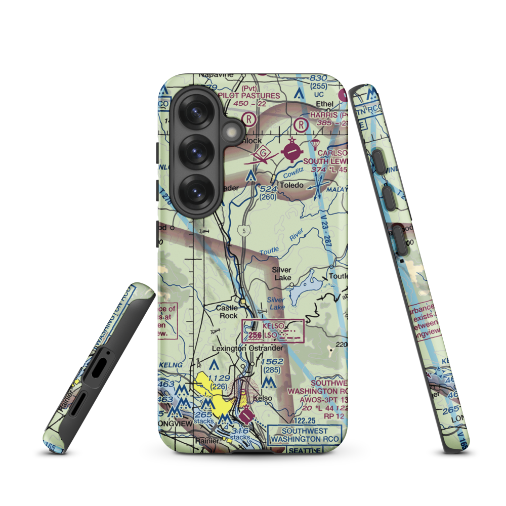 Flying K Ranch Airport (WA99) VFR Sectional Samsung Phone Case Samsung Galaxy S25 model shown