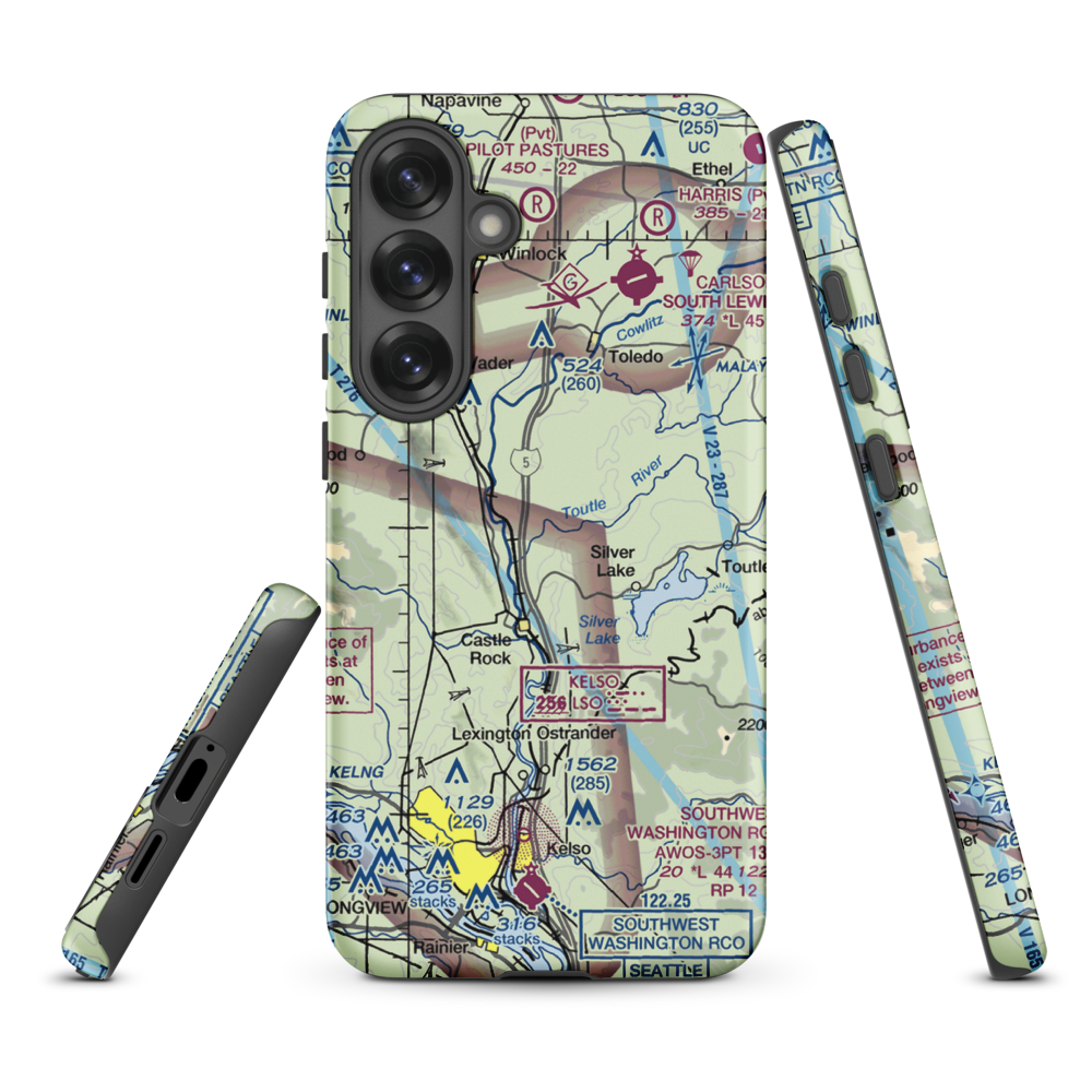 Flying K Ranch Airport (WA99) VFR Sectional Samsung Phone Case Samsung Galaxy S25 Plus model shown
